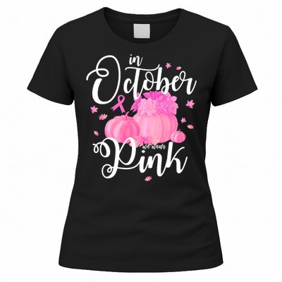 Breast Cancer Cute In October We Wear Pink Awareness Long Women's T-Shirt