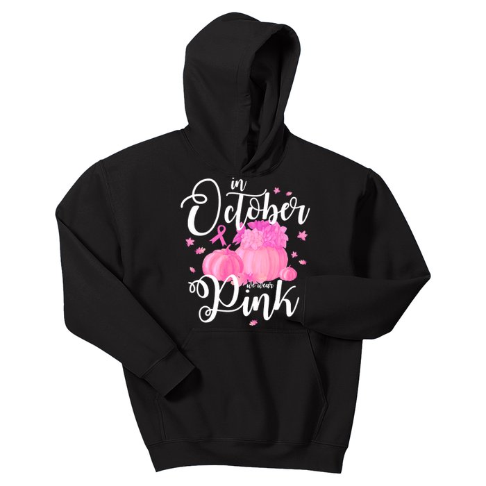 Breast Cancer Cute In October We Wear Pink Awareness Long Kids Hoodie