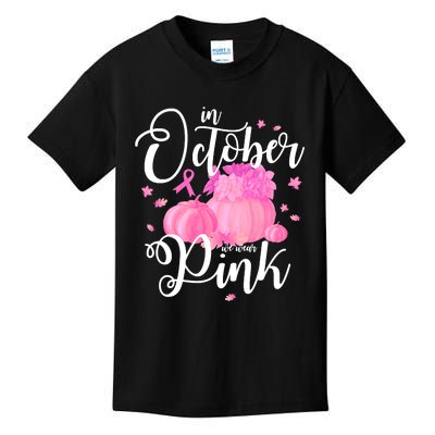 Breast Cancer Cute In October We Wear Pink Awareness Long Kids T-Shirt