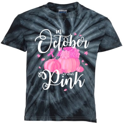 Breast Cancer Cute In October We Wear Pink Awareness Long Kids Tie-Dye T-Shirt