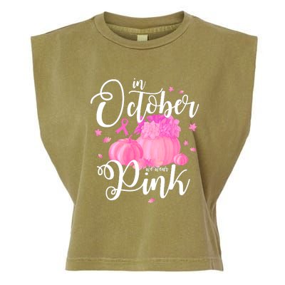 Breast Cancer Cute In October We Wear Pink Awareness Long Garment-Dyed Women's Muscle Tee