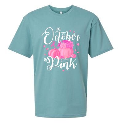 Breast Cancer Cute In October We Wear Pink Awareness Long Sueded Cloud Jersey T-Shirt