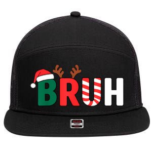 Bruh Christmas Christmas Xmas Teens Boy Funny Christmas 7 Panel Mesh Trucker Snapback Hat