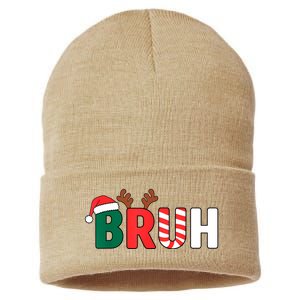 Bruh Christmas Christmas Xmas Teens Boy Funny Christmas Sustainable Knit Beanie