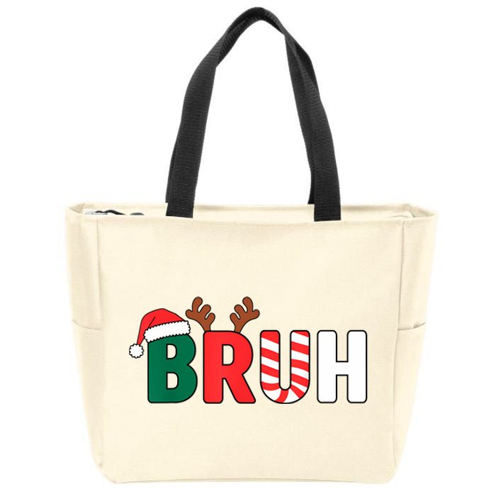 Bruh Christmas Christmas Xmas Teens Boy Funny Christmas Zip Tote Bag