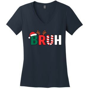 Bruh Christmas Christmas Xmas Teens Boy Funny Christmas Women's V-Neck T-Shirt