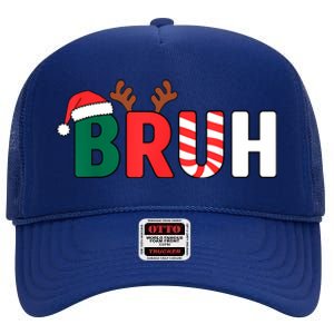 Bruh Christmas Christmas Xmas Teens Boy Funny Christmas High Crown Mesh Back Trucker Hat