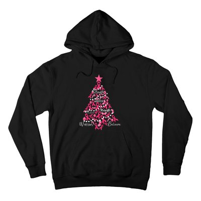 Breast Cancer Christmas Tree Ribbon Fight Awareness Hoodie