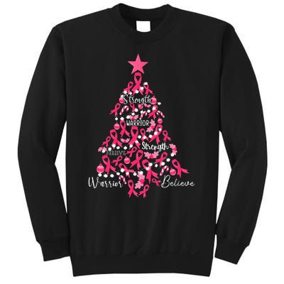 Breast Cancer Christmas Tree Ribbon Fight Awareness Sweatshirt