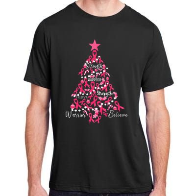 Breast Cancer Christmas Tree Ribbon Fight Awareness Adult ChromaSoft Performance T-Shirt