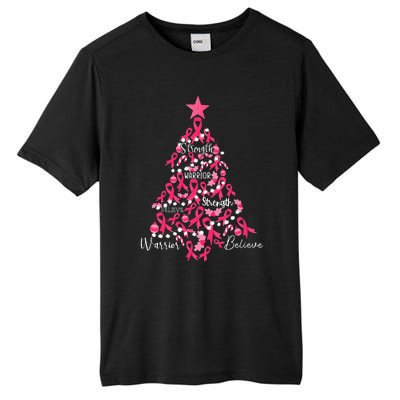 Breast Cancer Christmas Tree Ribbon Fight Awareness Tall Fusion ChromaSoft Performance T-Shirt