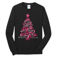 Breast Cancer Christmas Tree Ribbon Fight Awareness Tall Long Sleeve T-Shirt