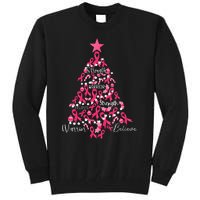 Breast Cancer Christmas Tree Ribbon Fight Awareness Tall Sweatshirt