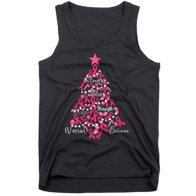 Breast Cancer Christmas Tree Ribbon Fight Awareness Tank Top