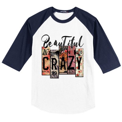 Beautiful Crazy Country Music Western Cowgirl Rodeo Baseball Sleeve Shirt