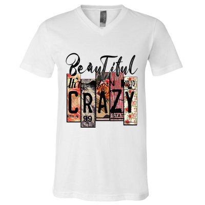 Beautiful Crazy Country Music Western Cowgirl Rodeo V-Neck T-Shirt