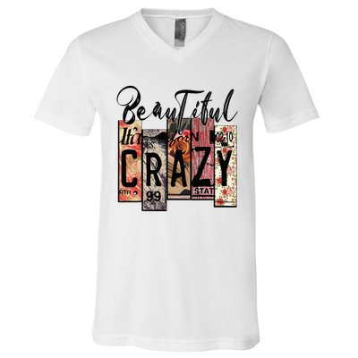 Beautiful Crazy Country Music Western Cowgirl Rodeo V-Neck T-Shirt