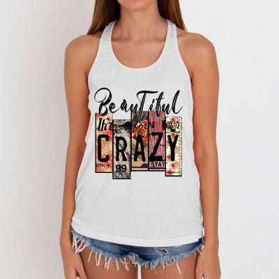 Beautiful Crazy Country Music Western Cowgirl Rodeo Women's Knotted Racerback Tank