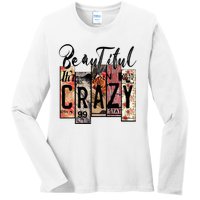 Beautiful Crazy Country Music Western Cowgirl Rodeo Ladies Long Sleeve Shirt