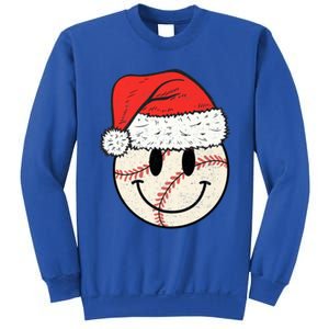 Baseball Christmas Cute Smile Face Baseball Santa Hat Retro Gift Sweatshirt