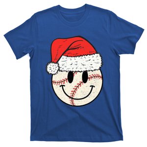 Baseball Christmas Cute Smile Face Baseball Santa Hat Retro Gift T-Shirt