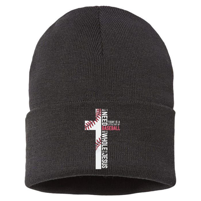 Baseball Christian Cross Gifts Philippians 4:13 Coach Team Sustainable Knit Beanie