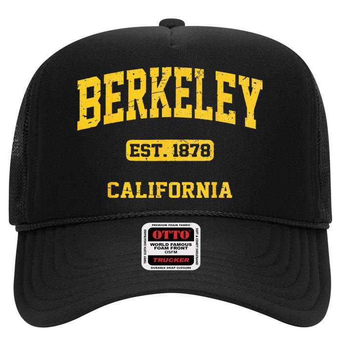 Berkeley California CA Vintage State Athletic Style High Crown Mesh Back Trucker Hat