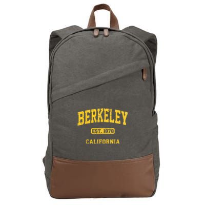 Berkeley California CA Vintage State Athletic Style Cotton Canvas Backpack