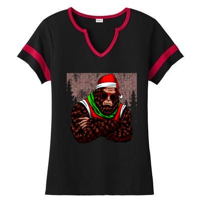 Bigfoot Christmas Cheer Ladies Halftime Notch Neck Tee