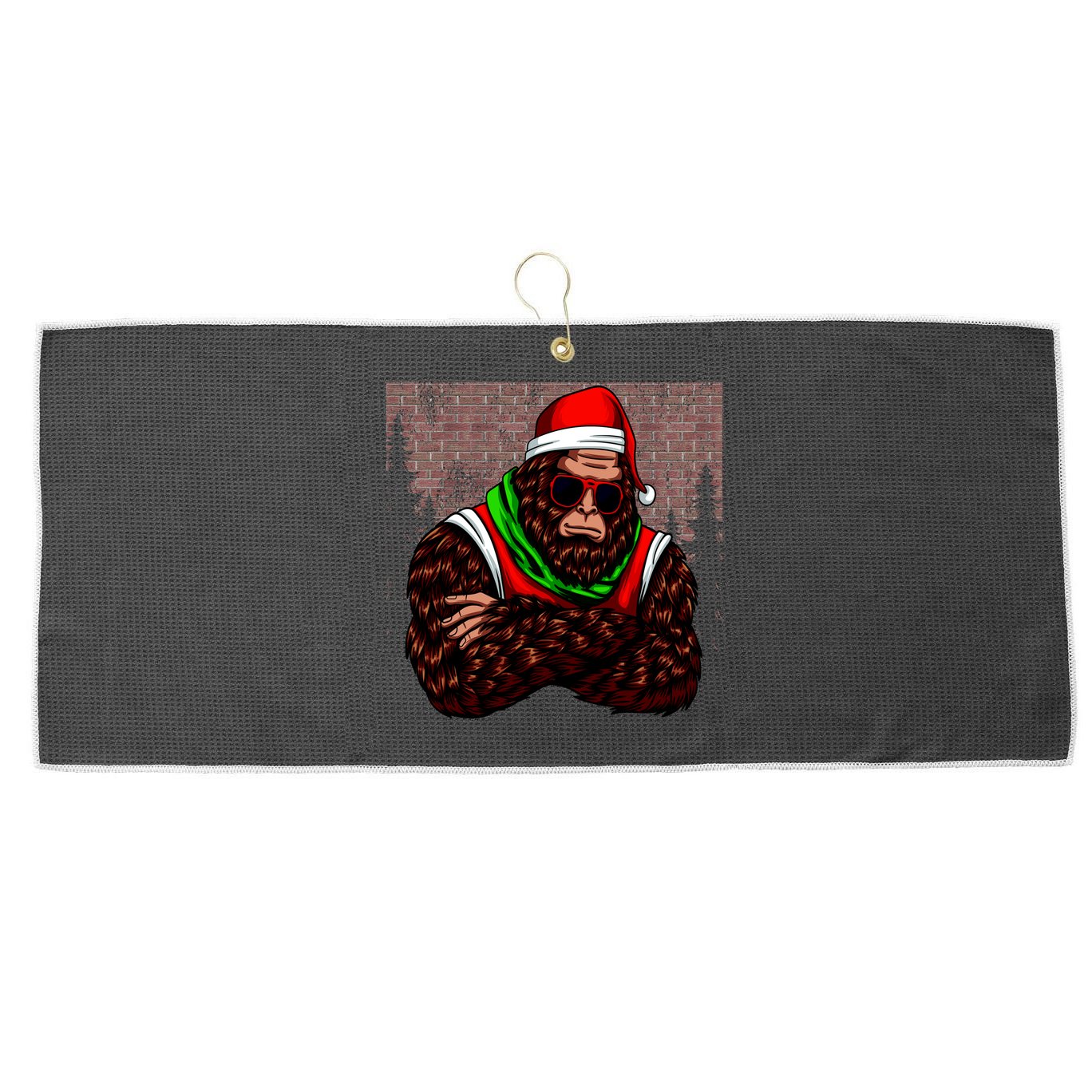 Bigfoot Christmas Cheer Large Microfiber Waffle Golf Towel
