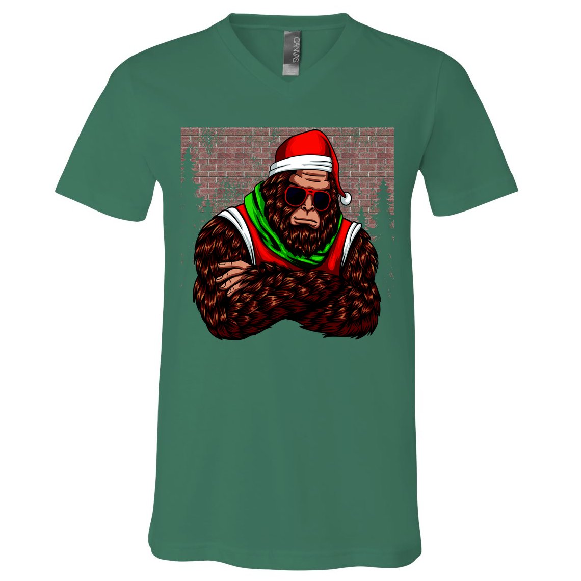 Bigfoot Christmas Cheer V-Neck T-Shirt
