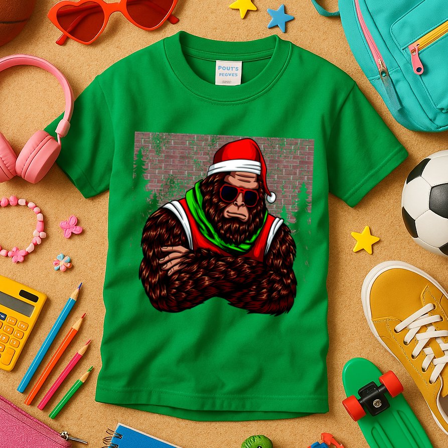 Bigfoot Christmas Cheer Kids T-Shirt