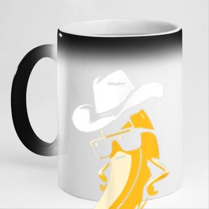 Banana Cowboy Cowgirl Country Western Novelty Funny Banana 11oz Black Color Changing Mug