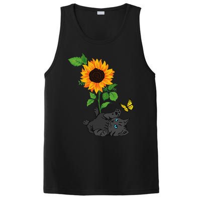 Black Cat Cats And Sunflowers Kitten Sunflower Butterfly PosiCharge Competitor Tank