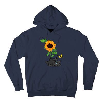 Black Cat Cats And Sunflowers Kitten Sunflower Butterfly Tall Hoodie