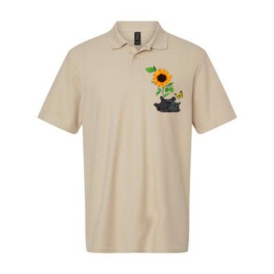 Black Cat Cats And Sunflowers Kitten Sunflower Butterfly Softstyle Adult Sport Polo