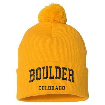 Boulder Colorado Co Vintage Athletic Sports Design Pom Pom 12in Knit Beanie