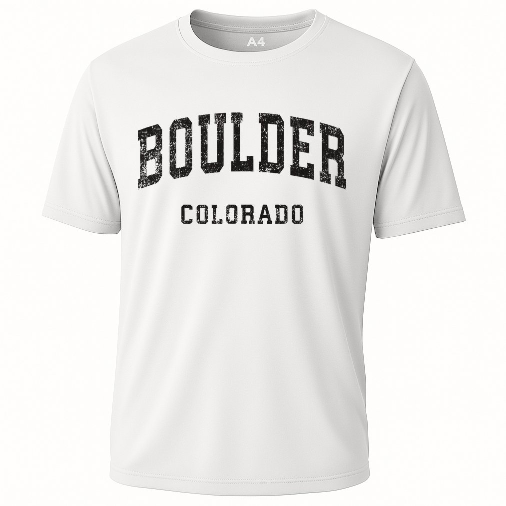 Boulder Colorado Co Vintage Athletic Sports Design Performance Shirt
