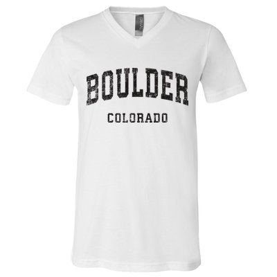 Boulder Colorado Co Vintage Athletic Sports Design V-Neck T-Shirt