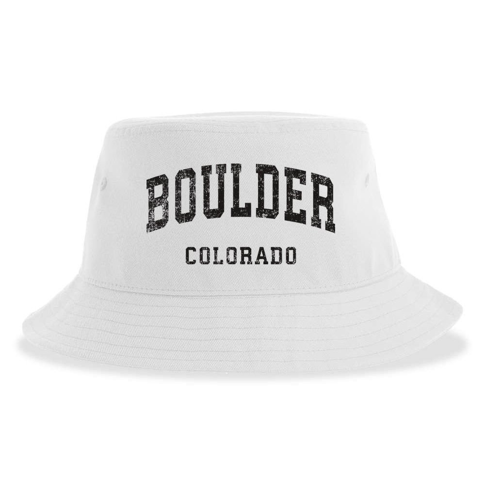 Boulder Colorado Co Vintage Athletic Sports Design Sustainable Bucket Hat