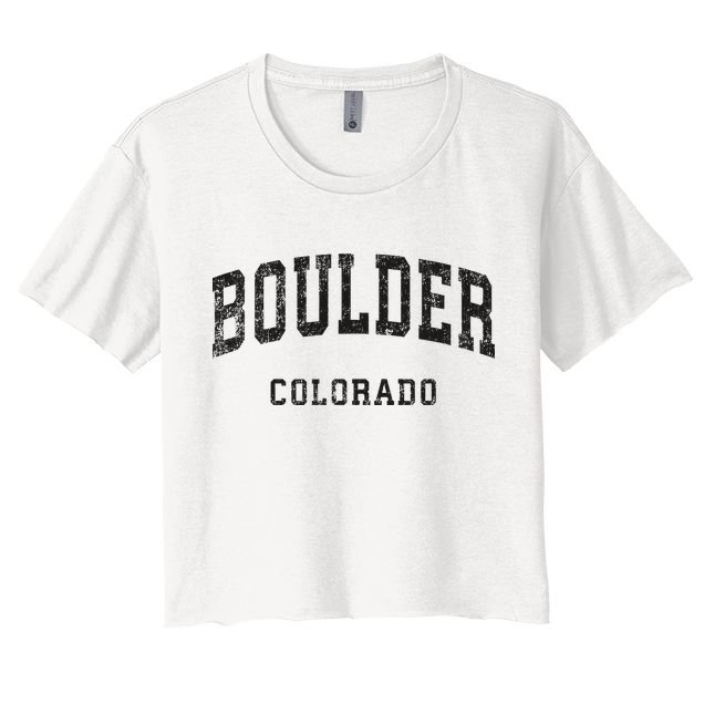 Boulder Colorado Co Vintage Athletic Sports Design Crop Top