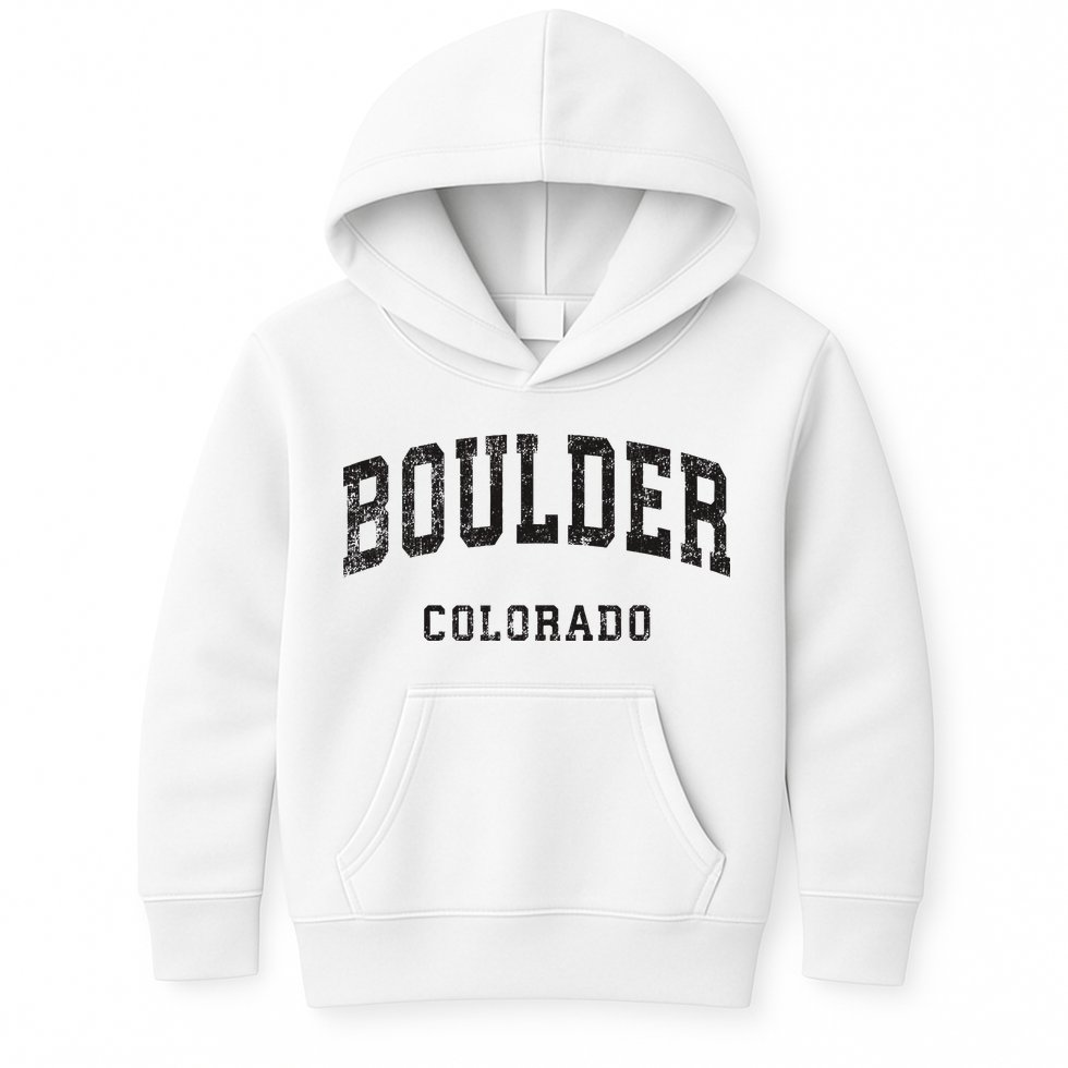Boulder Colorado Co Vintage Athletic Sports Design Kids Hoodie