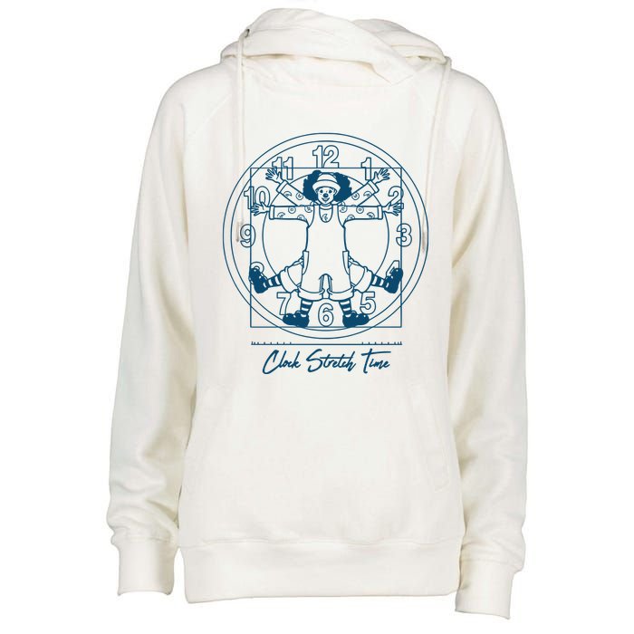 Big Comfy Couch Clock Stretch Time Womens Funnel Neck Pullover Hood