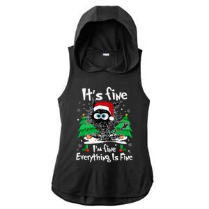 Black Cat Christmas Its Fine Im Fine Everything Is Fine Ladies PosiCharge Tri-Blend Wicking Draft Hoodie Tank