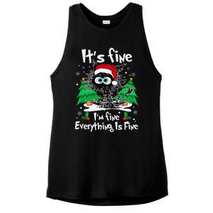 Black Cat Christmas Its Fine Im Fine Everything Is Fine Ladies PosiCharge Tri-Blend Wicking Tank