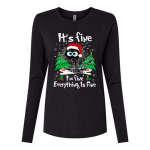 Black Cat Christmas Its Fine Im Fine Everything Is Fine Womens Cotton Relaxed Long Sleeve T-Shirt