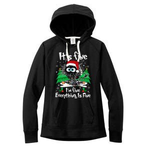 Black Cat Christmas Its Fine Im Fine Everything Is Fine Women's Fleece Hoodie