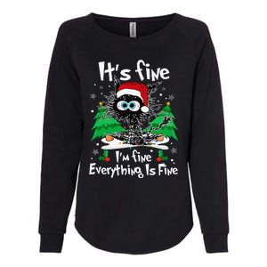 Black Cat Christmas Its Fine Im Fine Everything Is Fine Womens California Wash Sweatshirt