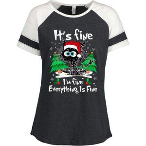 Black Cat Christmas Its Fine Im Fine Everything Is Fine Enza Ladies Jersey Colorblock Tee