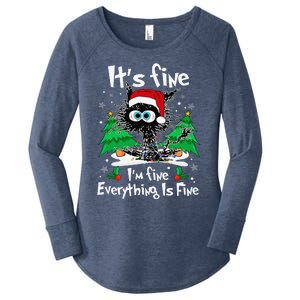 Black Cat Christmas Its Fine Im Fine Everything Is Fine Women's Perfect Tri Tunic Long Sleeve Shirt